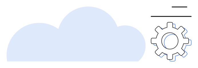 Cloud and gear visualizing cloud computing, data processing, automation, technical infrastructure, and system optimization. Ideal for technology, engineering, innovation, IT services workflow