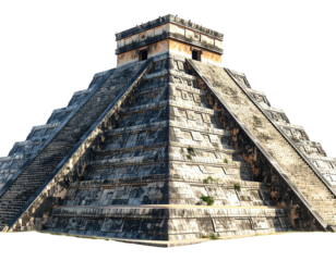 Ancient Mesoamerican pyramid, weathered stone, tiered structure