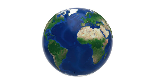 Isolated world globe showing the continents of the Earth, a geographical representation