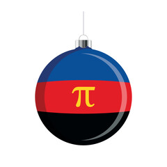 Polyamory pride flag Christmas ball icon vector isolated on a white background. LGBTQ+ decorative Christmas tree ornament. Christmas hanging bauble with a Polyamorous pride flag symbol