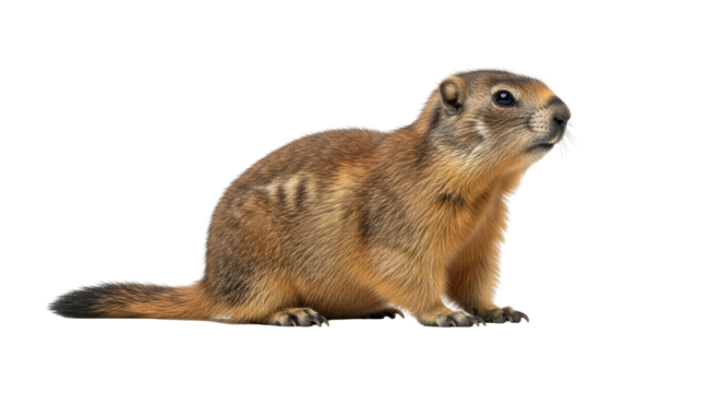 Isolated prairie dog, North American burrowing rodent, with inquisitive facial expression