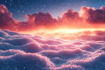 Fototapeta premium Stars twinkle in the dusk as clouds gather under a beautiful sunset.