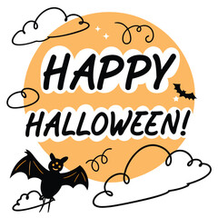 Happy Halloween with Moon and Bats