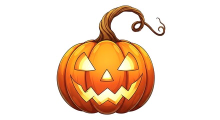 Spooky jack o lantern halloween pumpkin with glowing face