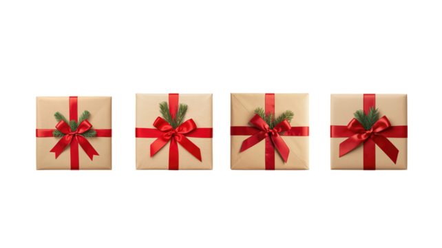 Gift box with red ribbon on transparent background