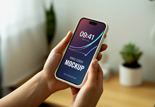 Hand Held Mobile Screen Mockup Template
