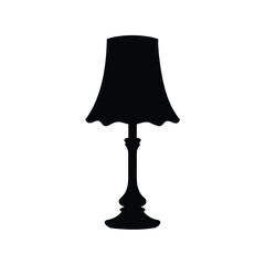 Silhouette of a vintage lampshade with curved edges standing tall on surface