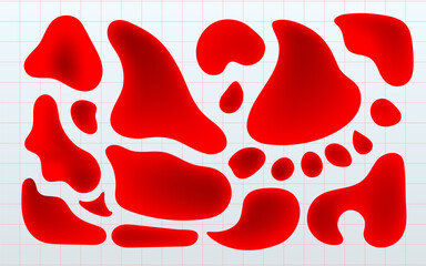 Minimal blood drops pattern on grid background, gradient shapes