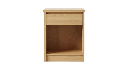 Isolated wooden nightstand with a drawer and open storage area for bedroom or living room