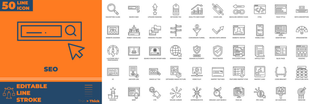 SEO Line Icon Set