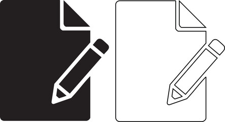 Hand made Edit document icon set simple flat vector illustration of a pencil writing on paper isolated on white background