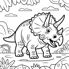 A triceratops illustration vector style coloring book