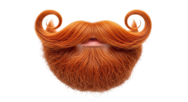 Isolated ginger beard and mustache with parted lips, perfect for a gentleman's portrait