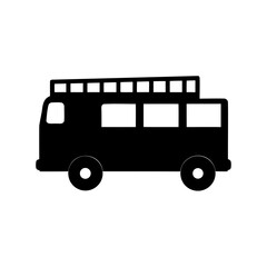 Stylized black fire engine or rescue vehicle with ladder rack detail