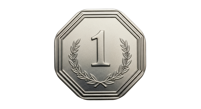 Isolated view of currency octagon one coin, symbol of money value, finance, isolated object