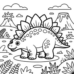 A stegosaurs illustration vector style coloring book