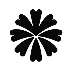 Black and white flower with seven petals isolated on a white background