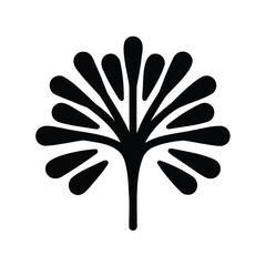 Stylized Black and White Floral or Leaf Shape Illustration on White Background