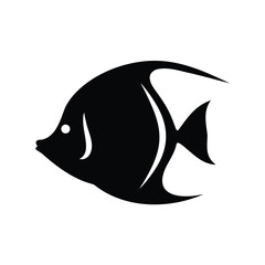 Sleek Black Silhouette of an Angel Fish on White Background Illustration