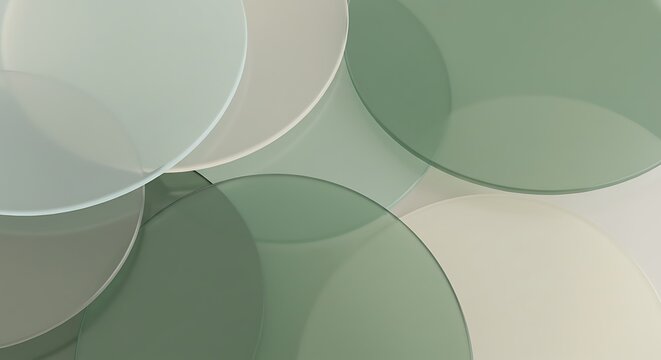 Elegant arrangement of transparent green circles for modern backgrounds and designs, perfect for a fresh, contemporary aesthetic with subtle color palettes,Generated Image