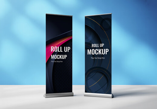 Abstract Roll Up Banner Mockup Set for Technology