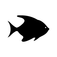 Obraz premium Simple black silhouette of a tropical fish with a white eye