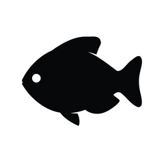 Black fish silhouette on a white background, simple marine life illustration