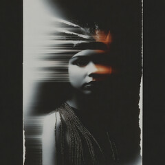 1920s Flapper Girl Black and White Portrait