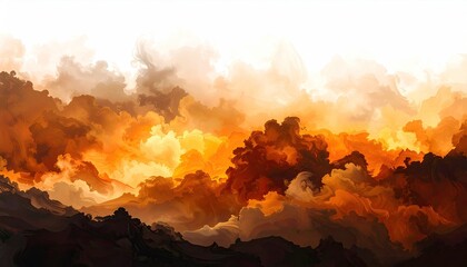 Fiery cloudscape, dramatic sunset view