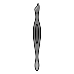 Stylized vector illustration of a cuticle pusher tool with a textured grip for nail care and beauty applications.