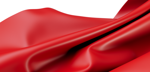Vibrant red fabric flowing, creating waves and folds. A smooth, silky texture highlighted by the light. Perfect for backgrounds, designs, and fa