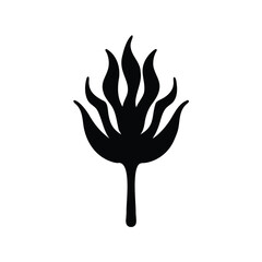 Stylized black lotus flower icon on white background, floral design element