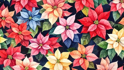 Colorful poinsettia floral pattern (2)