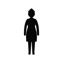 Silhouette of a female nurse standing in uniform with hat illustration