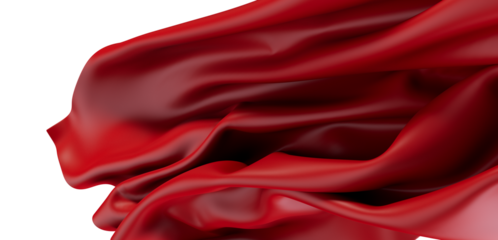 Elegant abstract red fabric texture flowing with gentle waves against a white backdrop, perfect for design projects.