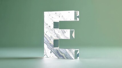 Intensifying studio lighting shifting glassy letter E marble pattern toward luminous white on table - Powered by Adobe