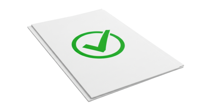 Isolated Two Sheets of Paper Stacked with a Checkmark Sign – Business, Document, Right