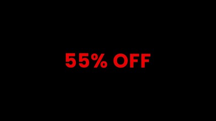 3d animation for black friday discount sale offer on transparent, 55 percent off