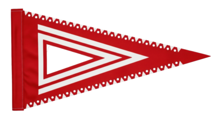 Isolated International Maritime Signal Flag U444, red pennant with white triangle design