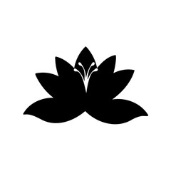 Elegant black and white lotus flower silhouette with stylized stamen design