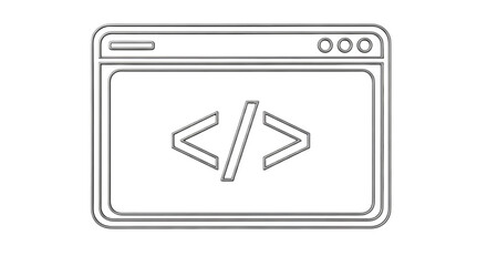 Isolated window frame with code symbols, a design asset for web or application development