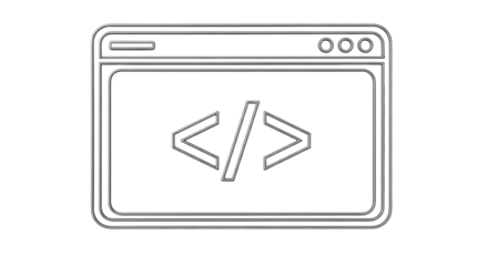 Isolated window frame with code symbols, a design asset for web or application development