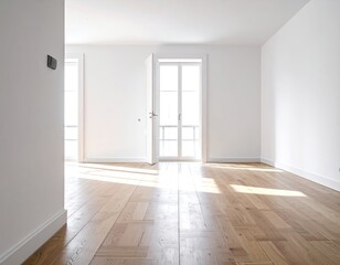 Empty room with sunlit hardwood floor