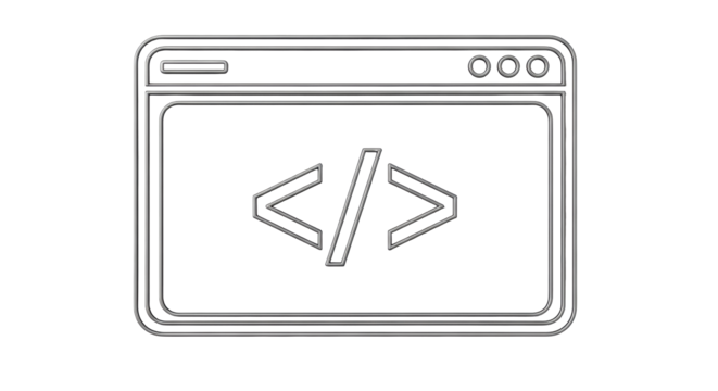 Isolated window frame with code symbols, a design asset for web or application development