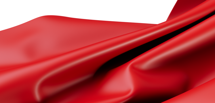 Vibrant red fabric with elegant flowing folds and textures creating a captivating display. Perfect for luxury designs, backgrounds, and fashion