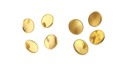 Gold coins on transparent background