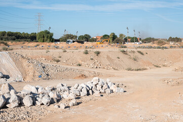 Construction site earthworks preparing ground after Valencia rains, one year after the DANA floods