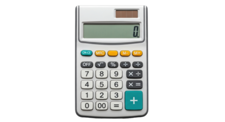Isolated calculator with solar panel for mathematics, engineering, finance, and science work