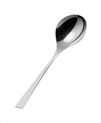 Sleek Spoon: A close-up shot of a polished, stainless steel spoon, with a simple and elegant design. perfect for various culinary uses.