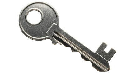 Isolated Metal Key for Door or Safe, Classic Tool for Security and Lock, Access Control